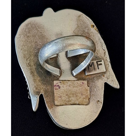 Huge Lone Mountain Turquoise Native American Ring 8 Stamped MF 34.3g - Picture 2 of 8